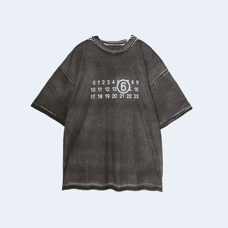 메종 마르지엘라 MM6 모티프 투톤 워싱 티셔츠